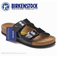 【Original】Birkenstock Arizona Mens/Female Classic Cork Black Mirror Slippers Beach Casual Shoes 34-46