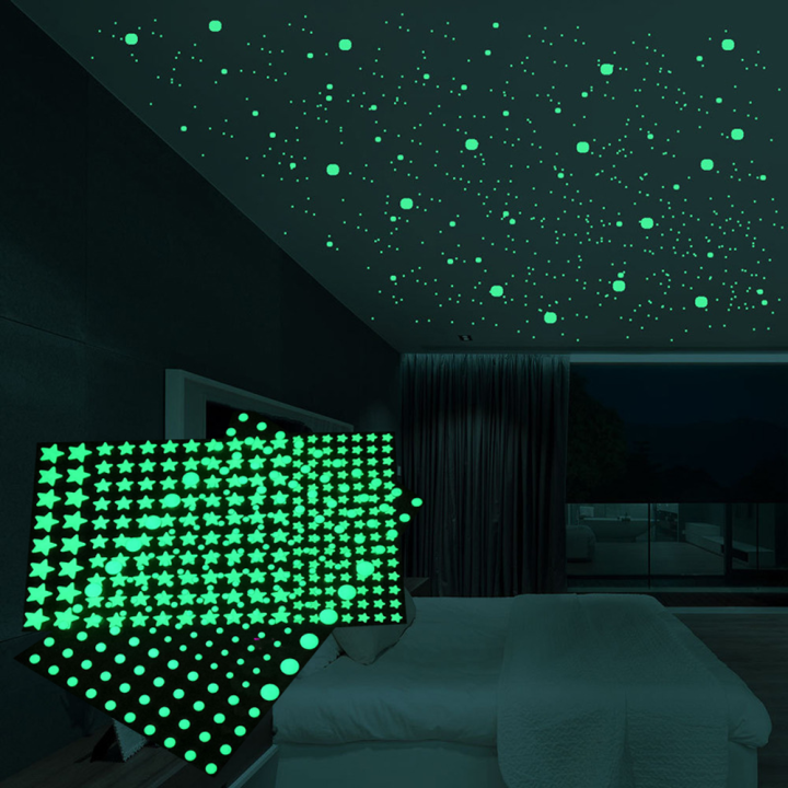TaroBall】202Pcs Fluorescence Dots Luminous Star Wall Stickers Home Ceiling  Background Decoration Bedroom Decor Glow In The Dark Decal Wallpaper |  Lazada