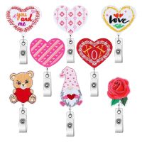 8 Pcs Valentines Day Retractable Badge Reels Office Products Nurse Badge Reel Valentines Day Gift Badge Holders for Her