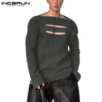 CODCheng Yuan INCERUN Men Fashionable Split Solid Colors Long Sleeved Casual T-Shirt