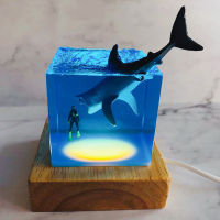 LED Night Light Shark Diver Decoration Novelty Gift for Children Bedroom Baby Room Decor USB Bedside Night Lamp Ocean World