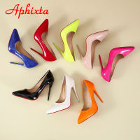 Aphixta 12ซม. Super High รองเท้าส้นสูงปั๊มรองเท้าผู้หญิง Pointed Toe สิทธิบัตรหนังงานแต่งงานที่มีสีสัน Stiletto ส้นรองเท้าผู้หญิง