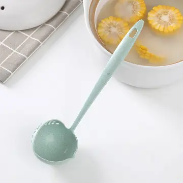 Long Handle Silicone Ladle Soup Spoon Colander Ramen Noodles Tablespoons  Scoop Rice Salad Stirring Spoons Kitchen Teaspoons - AliExpress