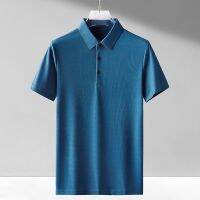 [COD] Waffle lapel summer solid breathable quick-drying casual mens short-sleeved T-shirt middle-aged tide