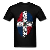 Shirt Men Dominican Republic Flag Fingerprint Tshirt Unique Mens Clothing Vintage Independent Day Tees