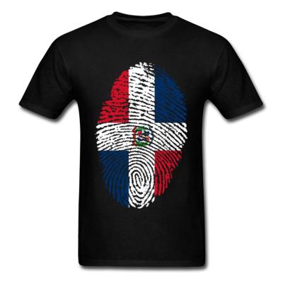 Shirt Men Dominican Republic Flag Fingerprint Tshirt Unique Mens Clothing Vintage Independent Day Tees