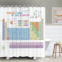 【CW】❈  Periodic Table of Elements Shower Curtain Science Educational Curtains 72x72 Inch