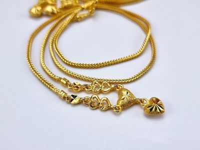 apata jewelry สร้อยระย้าสี่เสาหัวใจเรียงรัก2สลึง ยาว20 นิ้ว สร้อยชุบทองแท้ เศษทองแท้96.5% ชุบทองแท้ สร้อยชุบทอง สร้อยทองไม่ลอก ไม่ดำ ชุบทอง