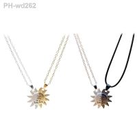 2Pcs Magnetic Sun Flower Couple Necklace For Women Men Valentine 39;s Day Best Friend Pendent Necklace Wedding Party Gift