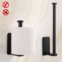 Kitchen Toilet Paper Holder Adhesive 304 Stainless Steel Wall Mounted Square Black Bathroom Paper Roll Holder Tissue Hang Rack Toilet Roll Holders