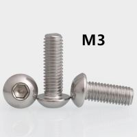 100pcs/lot GB70.2 M3x3/4/5/6/8/10/12mm 304 Stainless Steel Round Head Screws Mushroom Hexagon Socket Button Head Screw ISO7380 Nails Screws  Fasteners