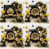 【CC】 Gold Garland Arch Happy 30 40 50 Year Old Birthday Adults Backdrop