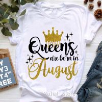 Golden Crown Queen เกิดในเดือนมกราคมถึงธันวาคมกราฟิกพิมพ์เสื้อยืดผู้หญิงเสื้อผ้า Vogue TShirt Femme ของขวัญวันเกิด Tops