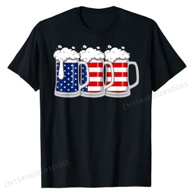 Beer American Flag 4th Of July USA Merica Drinking T-Shirt Funky Printed Tees Cotton Top T-shirts for Men Gift