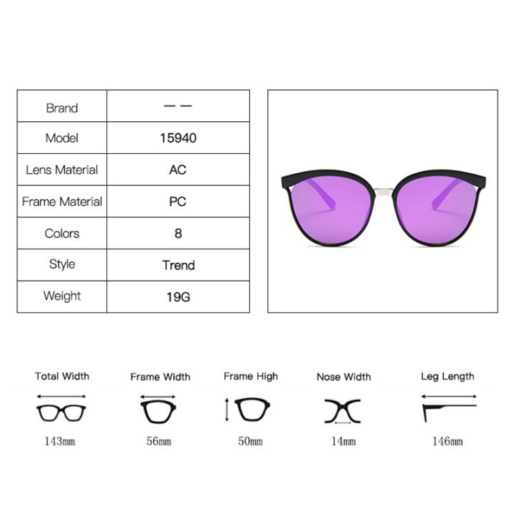 แว่นกันแดดสตรีหรูหราแว่นตากันแดดพลาสติกแบบมีตาแมวแบบคลาสสิกอย่างง่าย-rbrare-2023-uv400ย้อนยุคสไตล์คลาสสิก