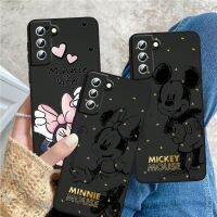 【Yellow peach flavor】น่ารัก Disney Mickey Minnie โทรศัพท์กรณีสำหรับ Samsung Galaxy S22 S21 FE S20 S10e S10 S9 S8 S7 Edge Ultra Plus Lite ฝาครอบสีดำ