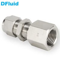 SS316L Female Bulkhead Union 1/8 1/4 3/8 1/2 inch LOK - FNPT Tube Fitting Connector 3000psi Stainless Steel replace Swagelok Valves