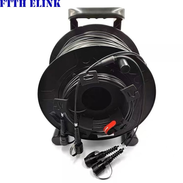 yf-100m120m150m200m-4c-lc-lc-armored-fiber-patchcord-with-pcd310-drum-4-core-lszh-5mm-waterproof-connector-outdoor-cpri-ftth