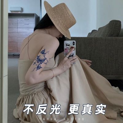 She painted butterfly herbal tattoo stickers semi-permanent waterproof long-lasting feminine arm stickers non-reflective tattoos