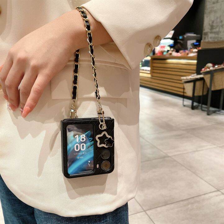 hoce-3d-แวววาวดาวทอเคสโทรศัพท์มีลายสำหรับออปโป้ไฟนด์-n2พลิกพร้อมสร้อยข้อมือแบบพกพาสำหรับ-n2flip-ออปโป้ไฟนด์ฝาครอบกันกระแทก