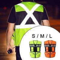 Men Reflective Safety Vest Engineer Reflective Safety Vest for Ground Staff Warehouse High Visibility Shirts with Pockets Zipper