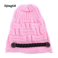 Lijing ฤดูหนาว Beanies สายถักหมวกขนสัตว์โครเชต์หมวกถุงอบอุ่นสำหรับสาวผู้หญิงสุภาพสตรี