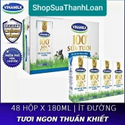 HSD T7-2022 THÙNG 48 HỘP SỮA TƯƠI TIỆT TRÙNG VINAMILK 100% ÍT ĐƯỜNG 180ML