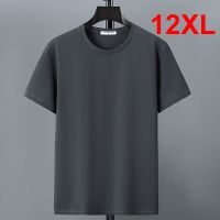 [ขาย] 10XL 12XL Plus ขนาดเสื้อยืดฤดูร้อนผ้าฝ้าย T เสื้อผู้ชายแขนสั้น Tshirt Casual Tops Tees ชายเสื้อสีทึบ Crewneck