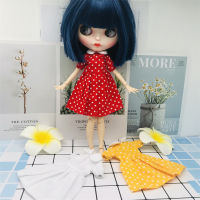 1pcs Blyth Doll Clothes Doll collar red polka dot yellow polka dot white polka dot dress for Blyth Azone 16 Doll Accessories