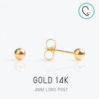 (ก้านยาวพิเศษ ทองแท้14K สำหรับเจาะSterile)BALL 4MM ก้านสีทอง ปลอดภัย 100%_STD061