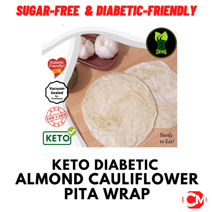 KETO ALMOND CAULIFLOWER PITA WRAP TORTILLA BREAD LOW CARB DIET SUGAR