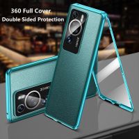 360คลุมทั้งหมดเหมาะสำหรับ Huawei P60 Pro เคสโทรศัพท์มือถือแบบพับกระจกเทมเปอร์เหมาะสำหรับ Huawei P 60 P60pro เคส Capa แบบสองด้าน