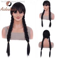 Aideshair European And American Black Long Hair Hand Braided Twist Braid Chemical Fiber Hair Big Braid Wig Double Braid Head Set [ Hot sell ] Gktinoo Fashion