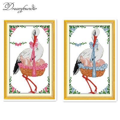 【CC】 Red-crowned cranes with the baby cross stitch kit 14ct 11ct  printed stitches embroidery handmade needlework