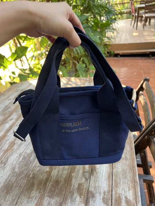 offline-bucket-bag-marine-blue-size-26x21x13cm-กระเป๋าผ้าแคนวาส