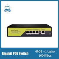 TEROW 52V POE Full Gigabit Network Switch 10/100/1000Mbps 4 POE +1 UPLINK Port POE Switch Ethernet for IP/POE camera/Wireless AP