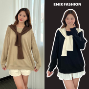 Áo SWEATER nỉ tăm tặng kèm khăn rời EMIX AoSWTkemkhan1091_P6K7