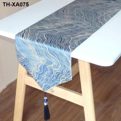 Contracted and contemporary light luxury orange strip tea cloth new Chinese style sitting room TV blue tablecloth