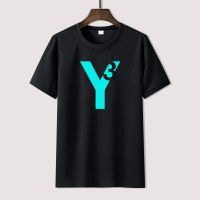 Yohji Yamamotos Y3เสื้อยืดพิมพ์ลายสำหรับผู้ชาย,เสื้อยืดแขนสั้นผ้าฝ้าย