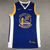 เสื้อผ้าบอลที่นิยมมากที่สุด เสื้อกีฬาบาสเก็ตบอล คอวี ลายทีม NBA jersey Golden State Warriors No.33 WISEMAN 7 แบบ คลาสสิก สีฟ้า NBalbn90IHigon15 2021