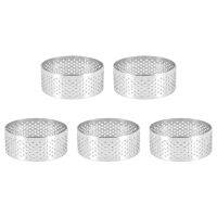 Stainless Steel Perforated Tart Ring, 5Pcs 5cm Perforated Cake Mousse Ring, DIY Round Tart Rings for Baking Dessert Ring