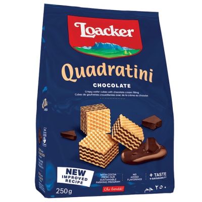 🟦 Loacker Quadratini Chocolate Wafer | ล็อคเกอร์ เวเฟอร์ไส้ครีมช็อกโกแลต ขนาด 250 กรัม