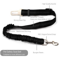 Dog Car Seat Belt Clip Anti Shock Elastic Nylon Bungee Lead Reflective Adjustable Vehicle Travel Harness Leash for Dogs Cats