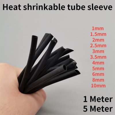 1/5Meter 2:1 Black 1 2 3 5 6 8 10mm Diameter Heat Shrink Heatshrink Tubing Tube Sleeving Wrap Wire Sell DIY Connector Repair Electrical Circuitry Part