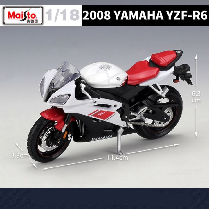 maisto-1-18-yamaha-โมเดลรถจักรยานยนต์กีฬาจำลองของเล่นโลหะหล่อจาก-yzf-r6ของสะสมชุดแข่งของขวัญสำหรับเด็ก