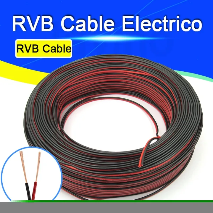 1 Meter RVB Cable Electrico Copper Rubber LED Wire Red Black 2Pin