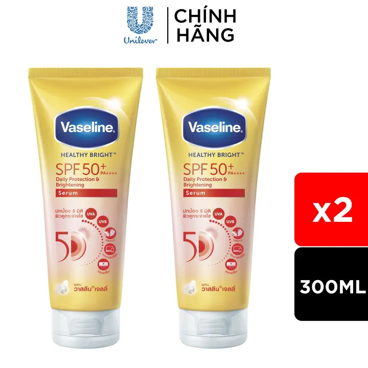 Combo 2 Serum chống nắng cơ thể Vaseline 50x bảo vệ da với SPF 50+ PA++++ giúp da sáng hơn gấp 2X 320ml