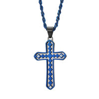 New Hot Sale Mens Double Layer Hollow Pendant Blue Cross Necklace Garbage Pride Chain Streetwear Stainless Steel Jewelry