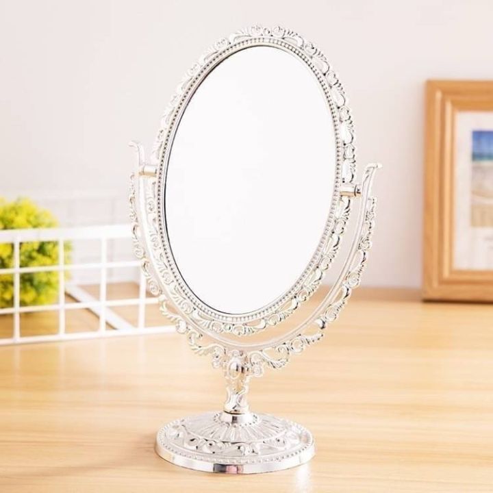 oval-table-mirror-กระจกตั้งโต๊ะ-2-หน้าขอบหลุยส์ทรงวงรี