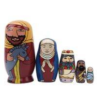 5pcs Wood Matryoshka Paint Horse Holder Wood Russian Nesting Dolls Set Home Decoration Ornament Beautiful Gifts